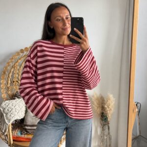 Stripe Top Burgundy Pink
