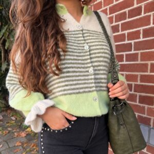Ambika Trui Stripe Ruffle Mint
