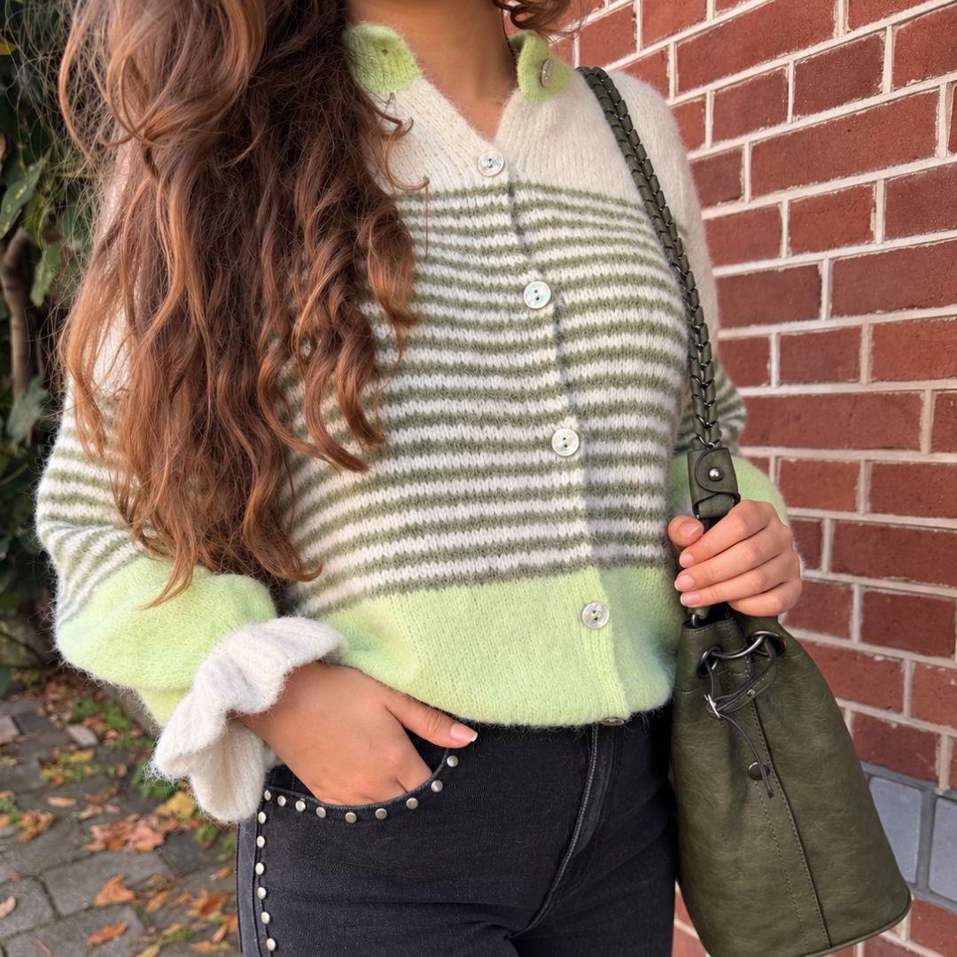 Ambika Trui Stripe Ruffle Mint