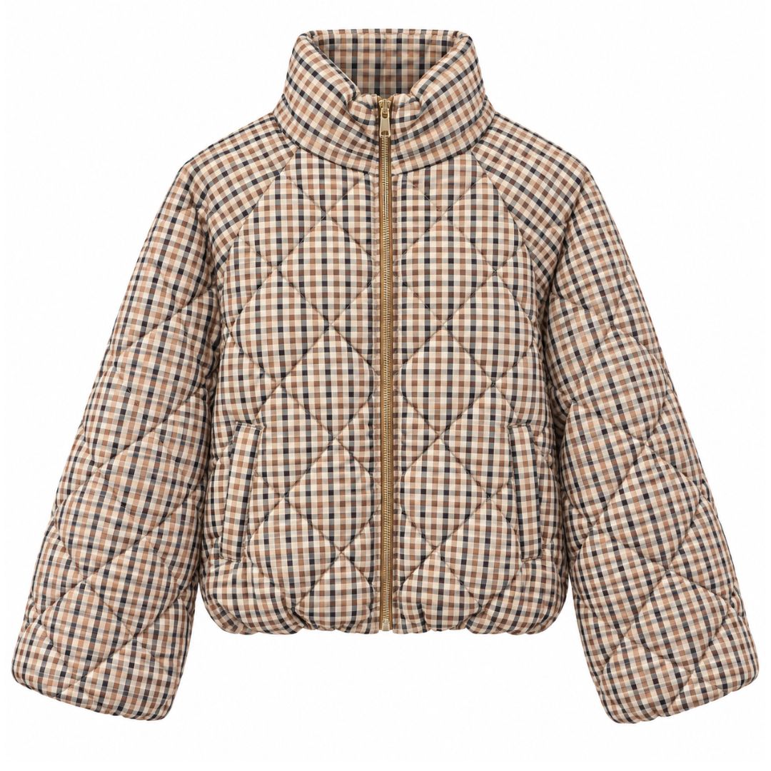Geblokte jas puffer jacket