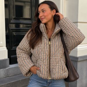 Geblokte jas puffer jacket